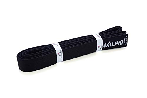 Malino Karate - Cinturón de artes marciales (100% algodón, 4,2 cm, 300 cm), color negro