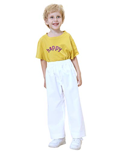 TopTie Pantalones de artes marciales, traje de karate para adultos y niños, color blanco, talla 2