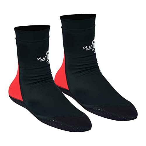 Playwell Calcetines de pie de agarre para interiores de Tatami, para escuela de artes marciales y artes marciales, color negro y rojo (grande)