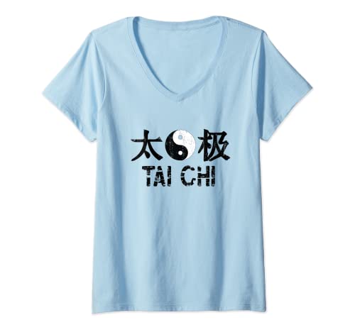 Mujer Artes marciales de Tai Chi Lucha contra el diseño chino de Camiseta Cuello V