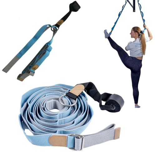 MuscleForge® Cinturón de yoga 300 cm, Cinturón de estiramiento de piernas con gancho de puerta, correa de yoga para estiramientos, ballet y entrenamiento de artes marciales