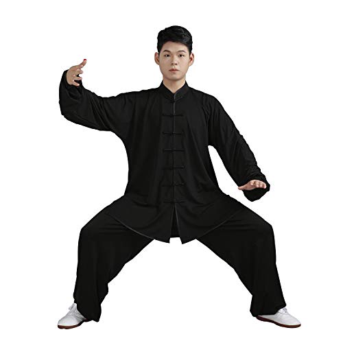 BBLAC 2KEY Artes Marciales Ropa | Unisex Uniforme para Tai Chi y Kung Fu | Tradicional Chino Ropa Está Hecho Leche Seda | Traje Ligero para Meditación y Qigong (A, XL)