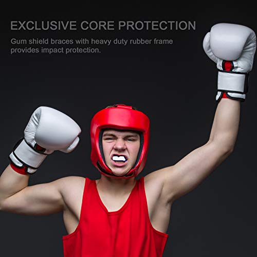 Protector bucal cómodo y seguro para artes marciales, boxeo, MMA, Kickboxing, fútbol americano, hockey, para adultos, niños (azul y blanco)