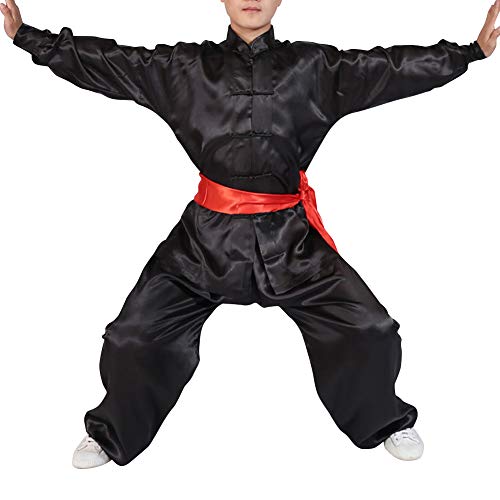Yudesun Artes Marciales Ropa Unisex Adulto Niño Conjuntos - Tradición China Tai Chi Wushu Ropa Niños Niñas Rendimiento Traje Kung Fu Uniforme Negro 155cm