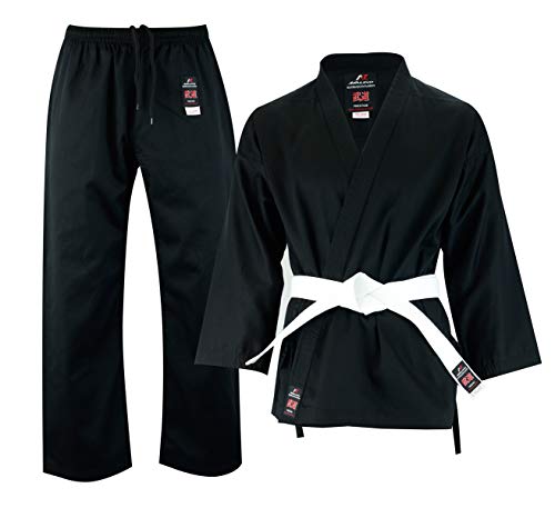 Malino Student Karate Gi - Uniforme de karate para niños, uniforme de artes marciales para adultos, PC 7 onzas, (0000/100, negro), Negro, Talla única
