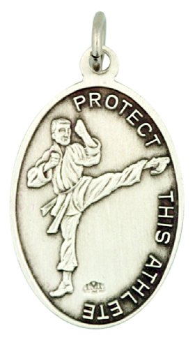 Plata de Ley Medalla De San St Sebastian macho deportes atleta colgante, 1 1/16 inch