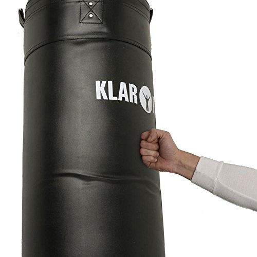 KLAR FIT Big Punch - Saco de Boxeo y Barra de dominadas, Entrenamiento Multifuncional, Gimnasio en casa, Mosquetón para Saco, Zona de Impacto 80 x 30 cm, Carga máx. 350kg, Set de Montaje, Negro