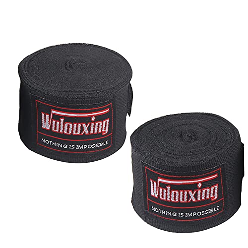 WANGCL Envolturas de mano de boxeo vendajes de arte marcial muñequera vendas MMA Under-Boxing guante de protección para prevenir lesiones 5 metros (negro)