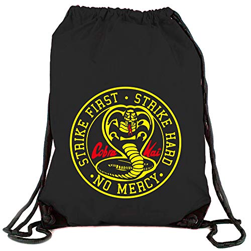 Camisetas EGB Bolsa Mochila Cobra Kai Karate Kid ochenteras 80´s Retro (Negro)