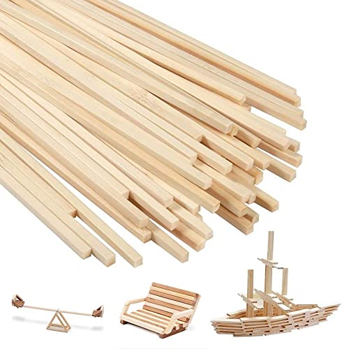 QEEYON Varillas de Bambú para Manualidades, 30 pcs Tiras de Bambú Palos de Madera 30 cm x 5 mm x 5 mm Palo de Bambú para Manualidades y Bricolaje